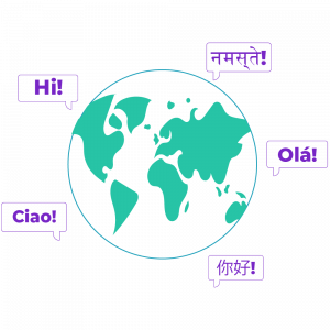 World with hello languages icon square